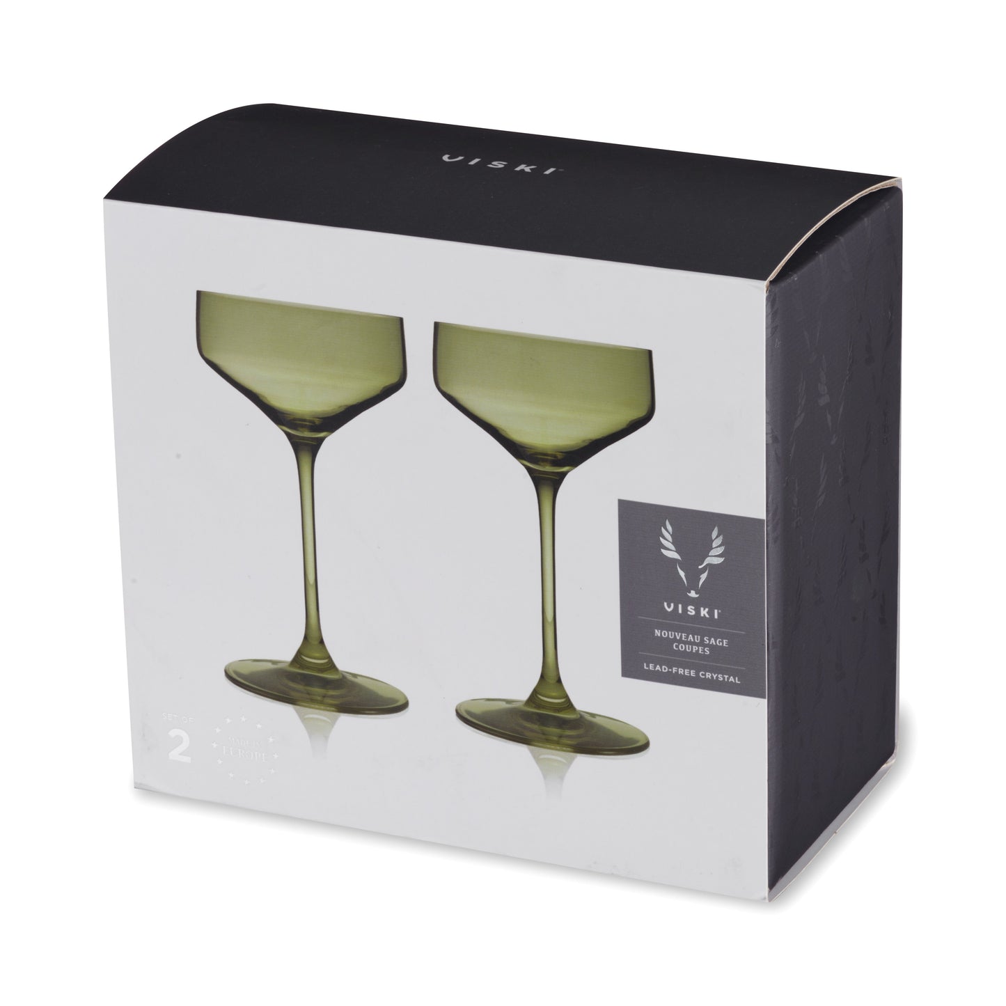 European Sage Crystal Coupe Glasses Set of Two