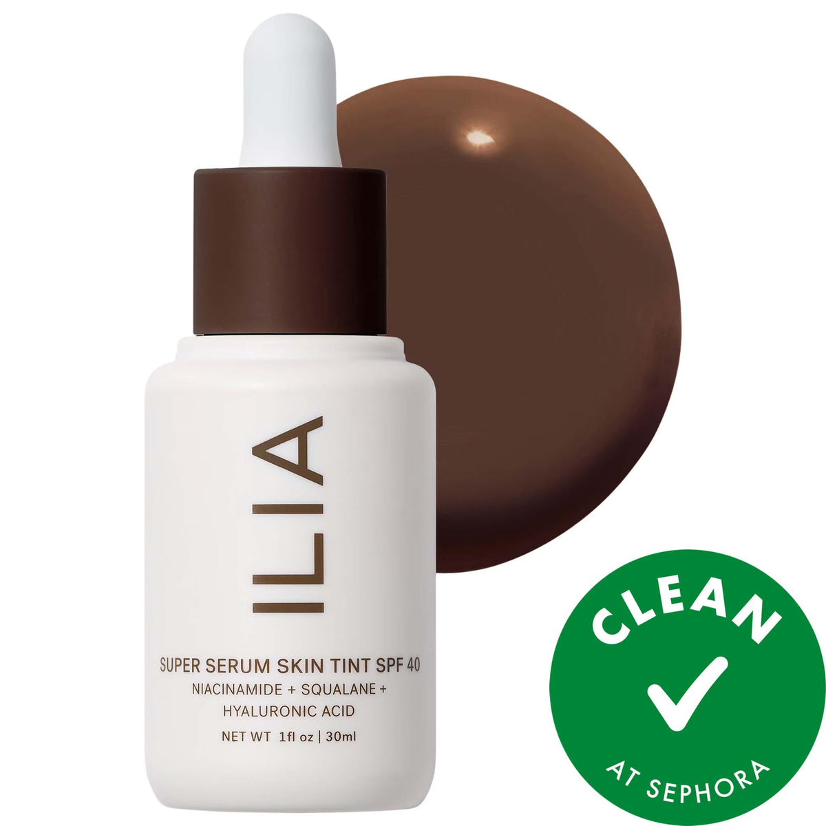 Super Serum Skin Tint SPF 40 foundation bottle by Beauty Care Bag with white dropper vegan on Tampa Home & Garden Store