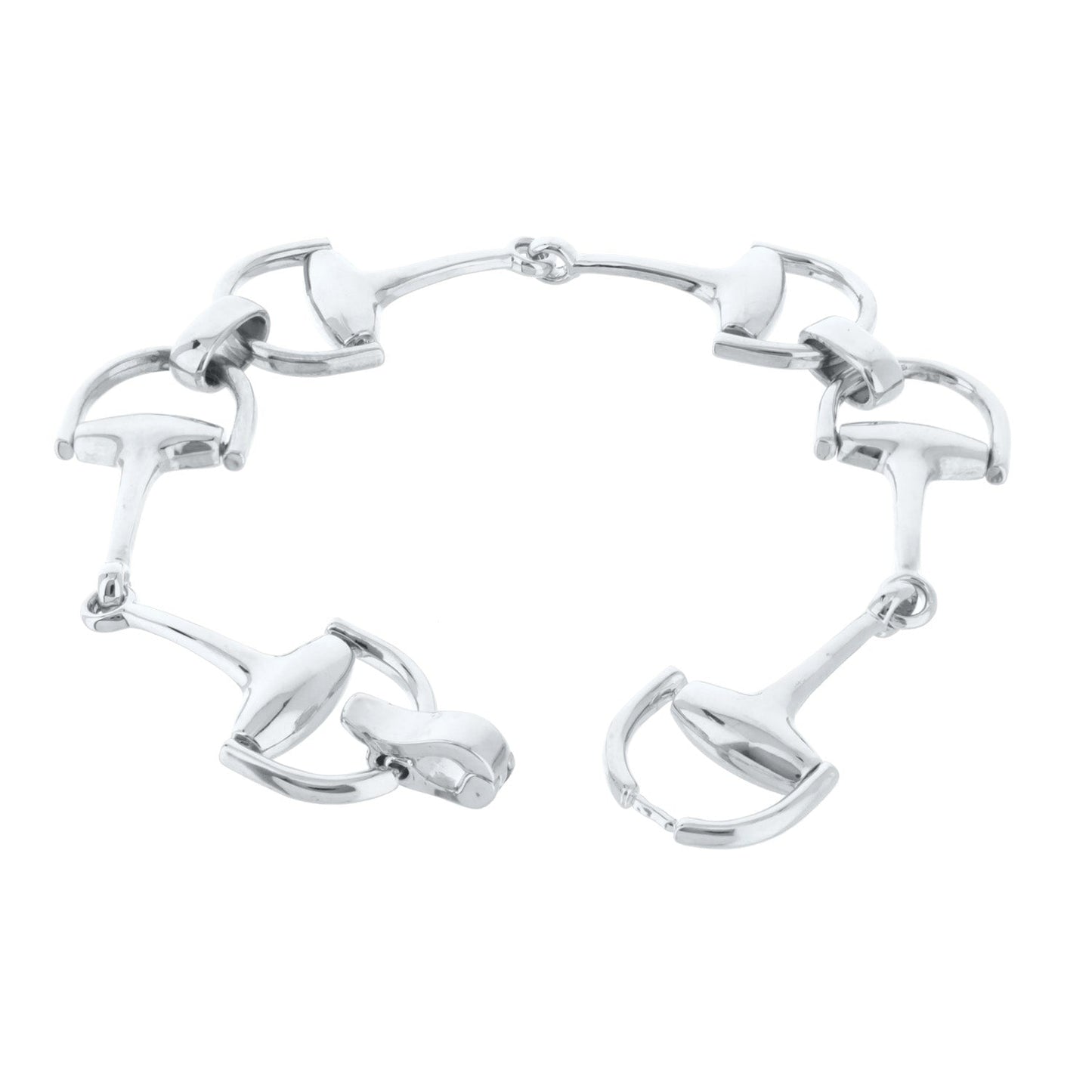 Equestrian stirrup bracelet by Lauren G Adams, polished bar-link, silver-tone on Tampa Home & Garden Store