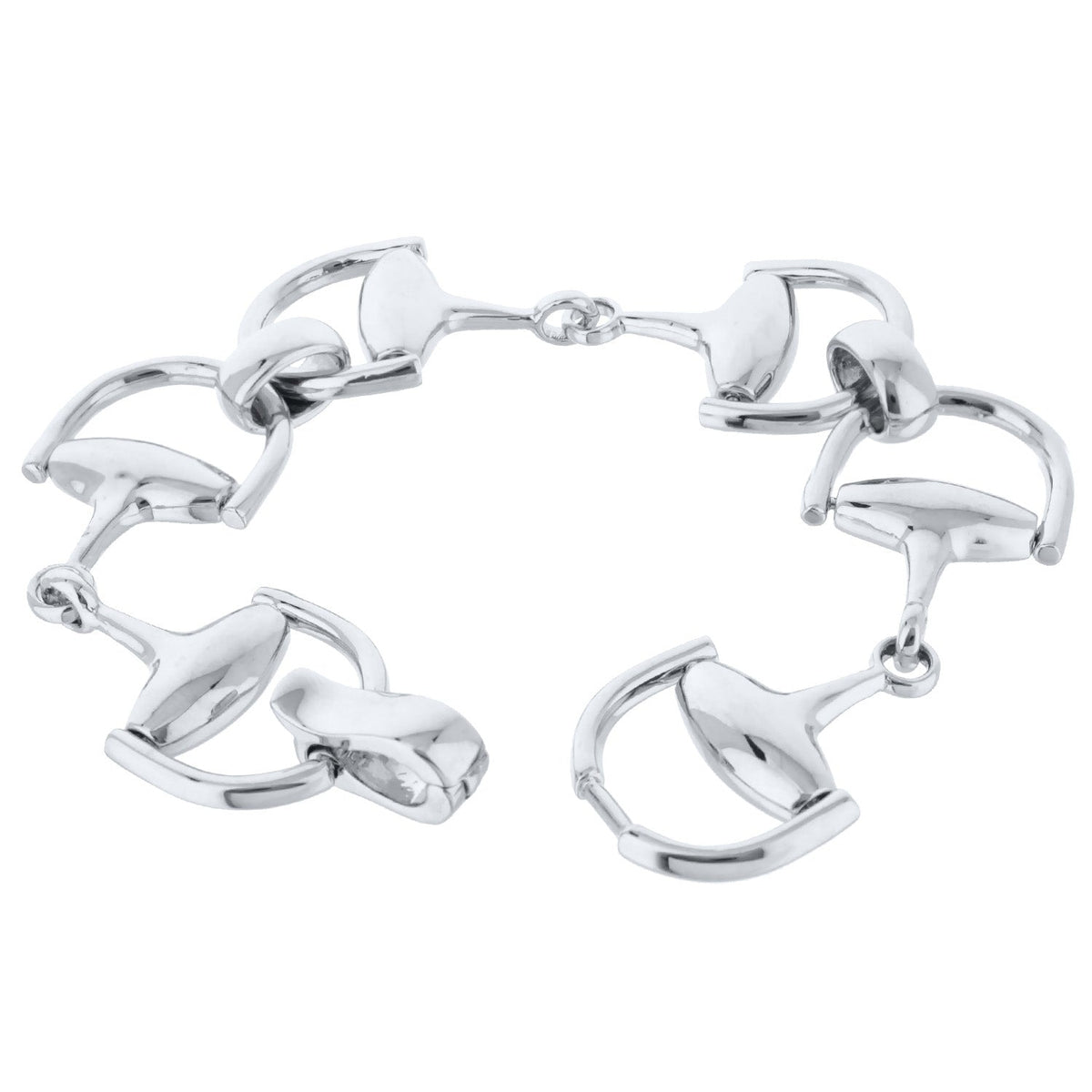 Equestrian Stirrup Bracelet polished silver interlocked links by Lauren G Adams on Tampa Home & Garden Store