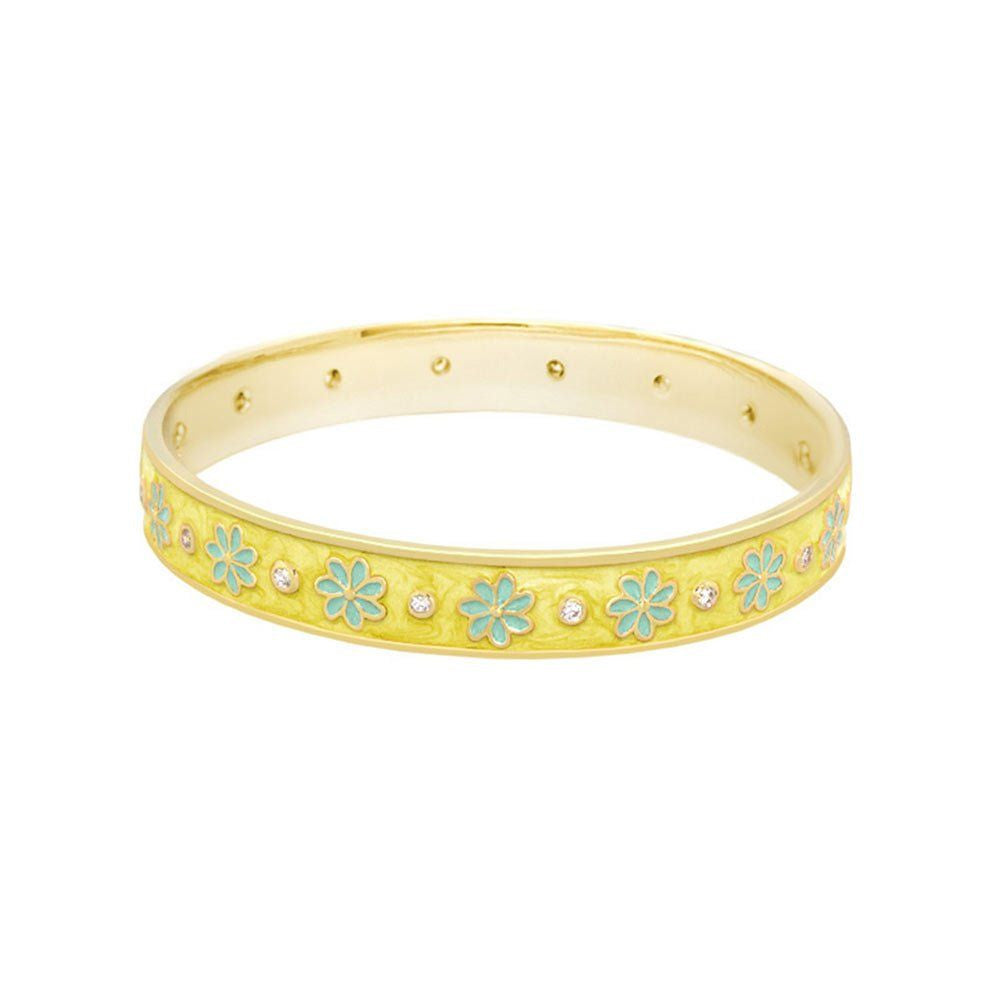 Enamel Flower Stackable Bangle And CZ Stones