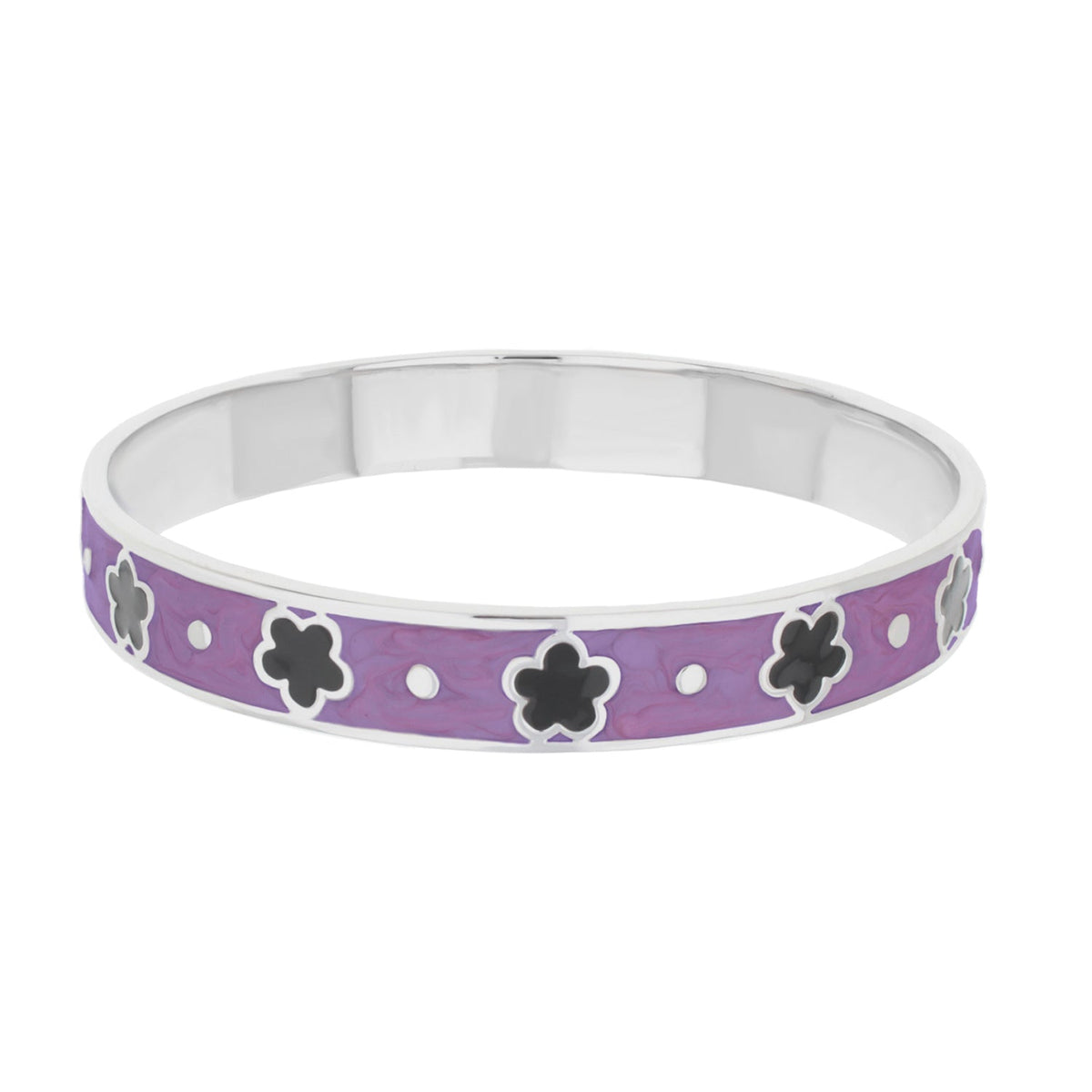 Daisy Love Bangle Petite Flower Lauren G Adams purple enamel bracelet with black flower motifs on Tampa Home & Garden Store