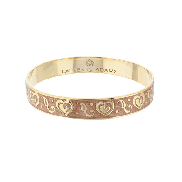 Hidden Hearts Slip-On Bangle by Lauren G Adams, gold-tone bracelet with heart motifs on Tampa Home & Garden Store
