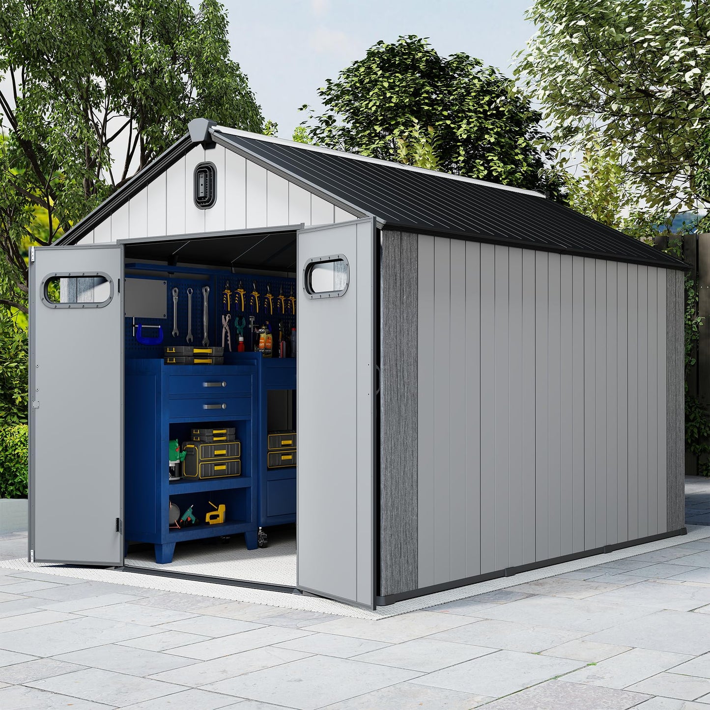 Heavy Duty 8X14Ft Resin Outdoor Shed and Mat