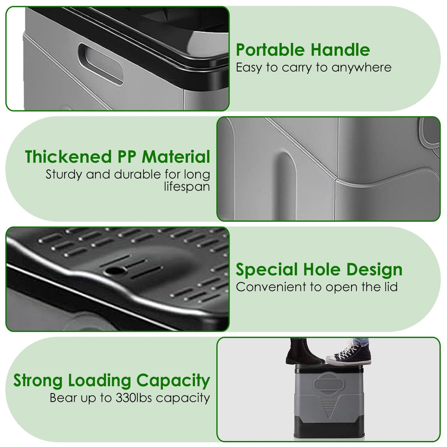 GemGear Portable Camping Toilet with Carry Bag foldable potty thickened PP with lid holds 330 lbs on Tampa Home & Garden Store