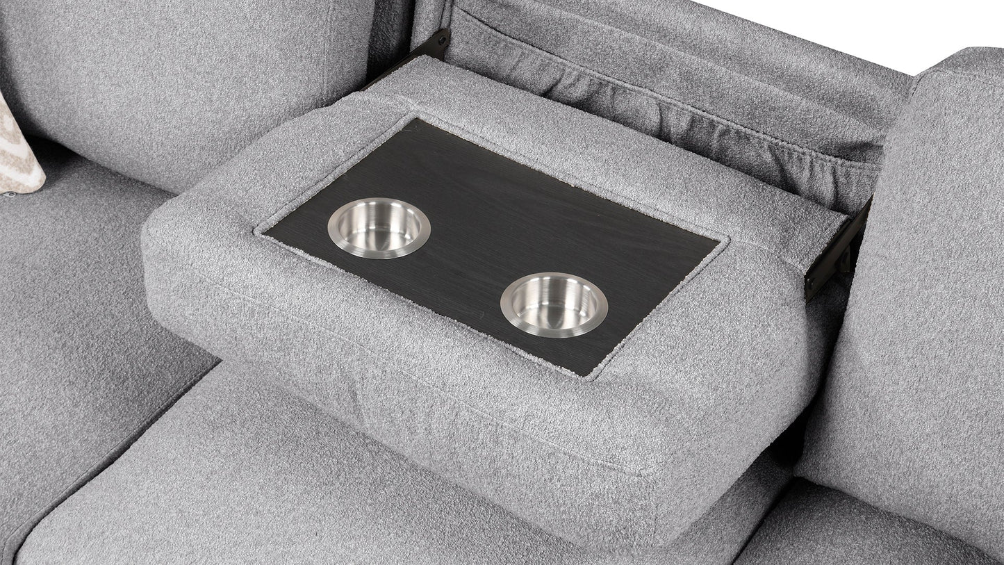 Pinto Modern Style Sectional Sofa by HouseOfZazla with dark wood tray and 2 cup holders on Tampa Home & Garden Store