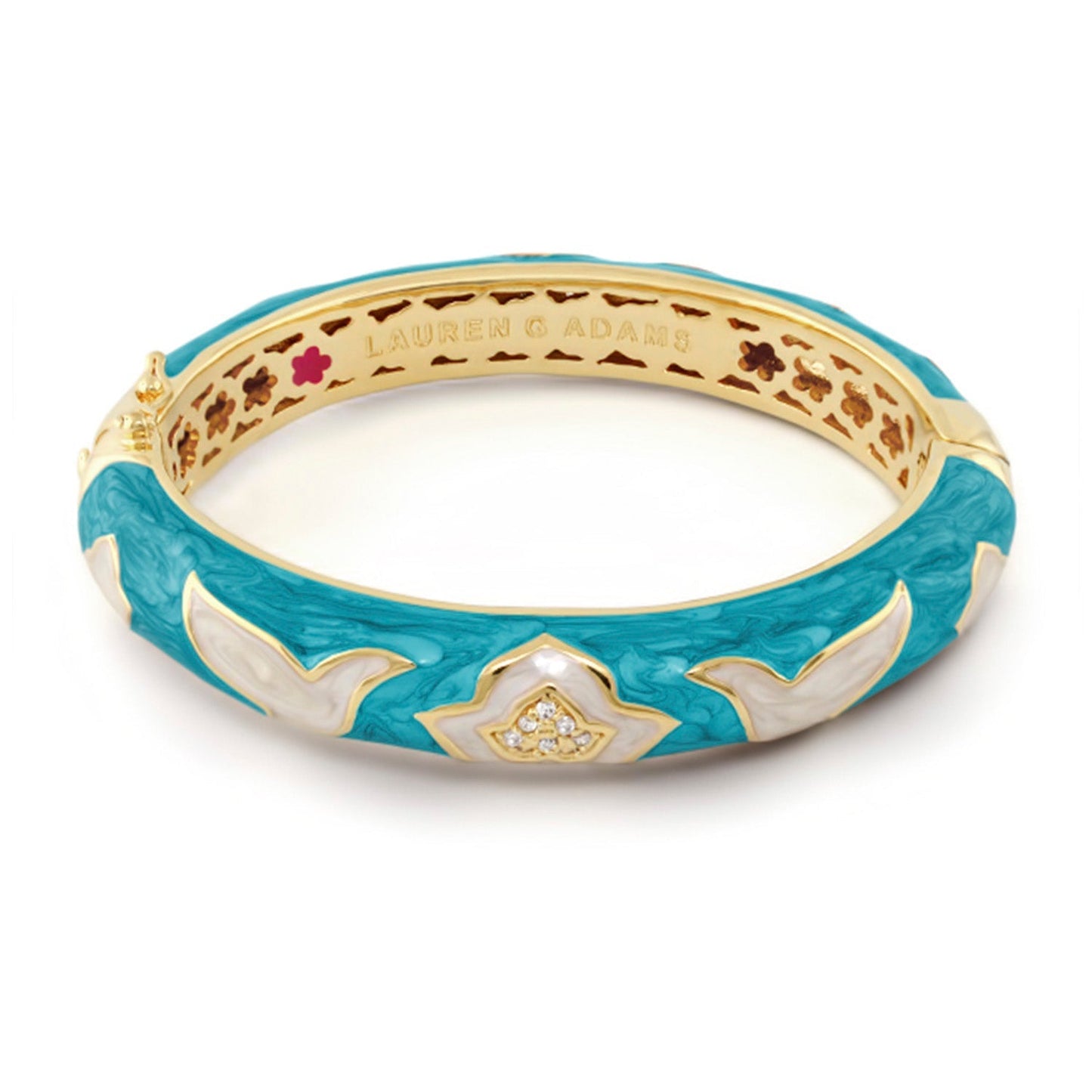 Peace and Dove Bangle teal enamel with gold-tone trim and crystal accent by Lauren G Adams on Tampa Home & Garden Store