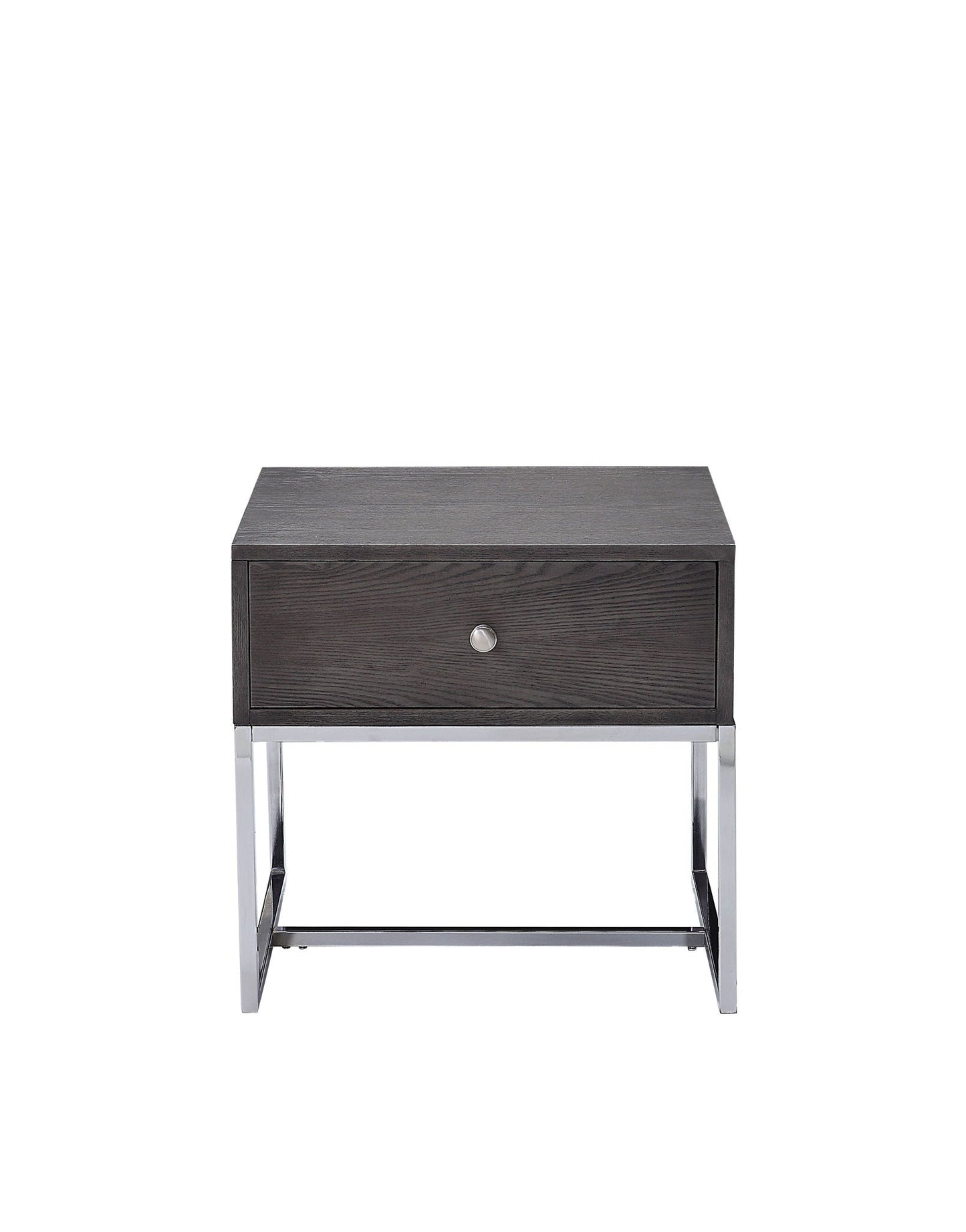 Iban End Table Gray Oak top with Chrome legs, single drawer by HouseOfZazla on Tampa Home & Garden Store