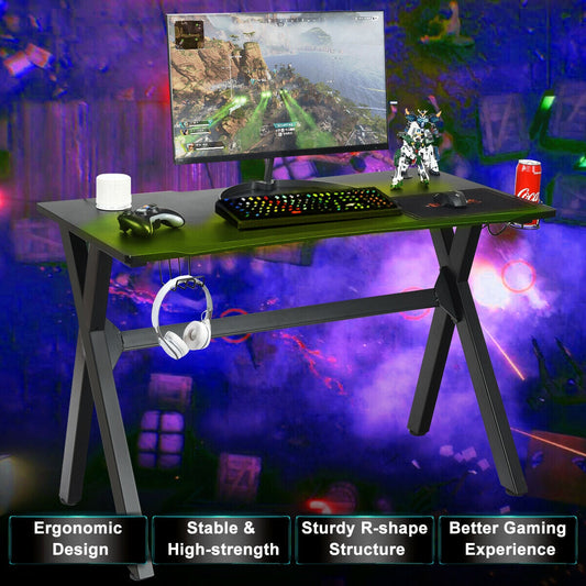 Ergonomic Gaming Desk with Mousepad and Cup Headphone Holder - Tampa Home & Garden Store