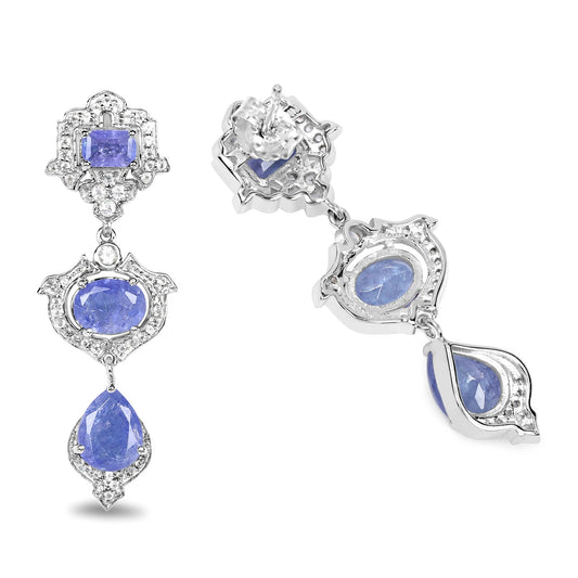 Earrings: pair of .925 sterling silver Tanzanite and white topaz with halo accents by Bids.com on Tampa Home & Garden Store
