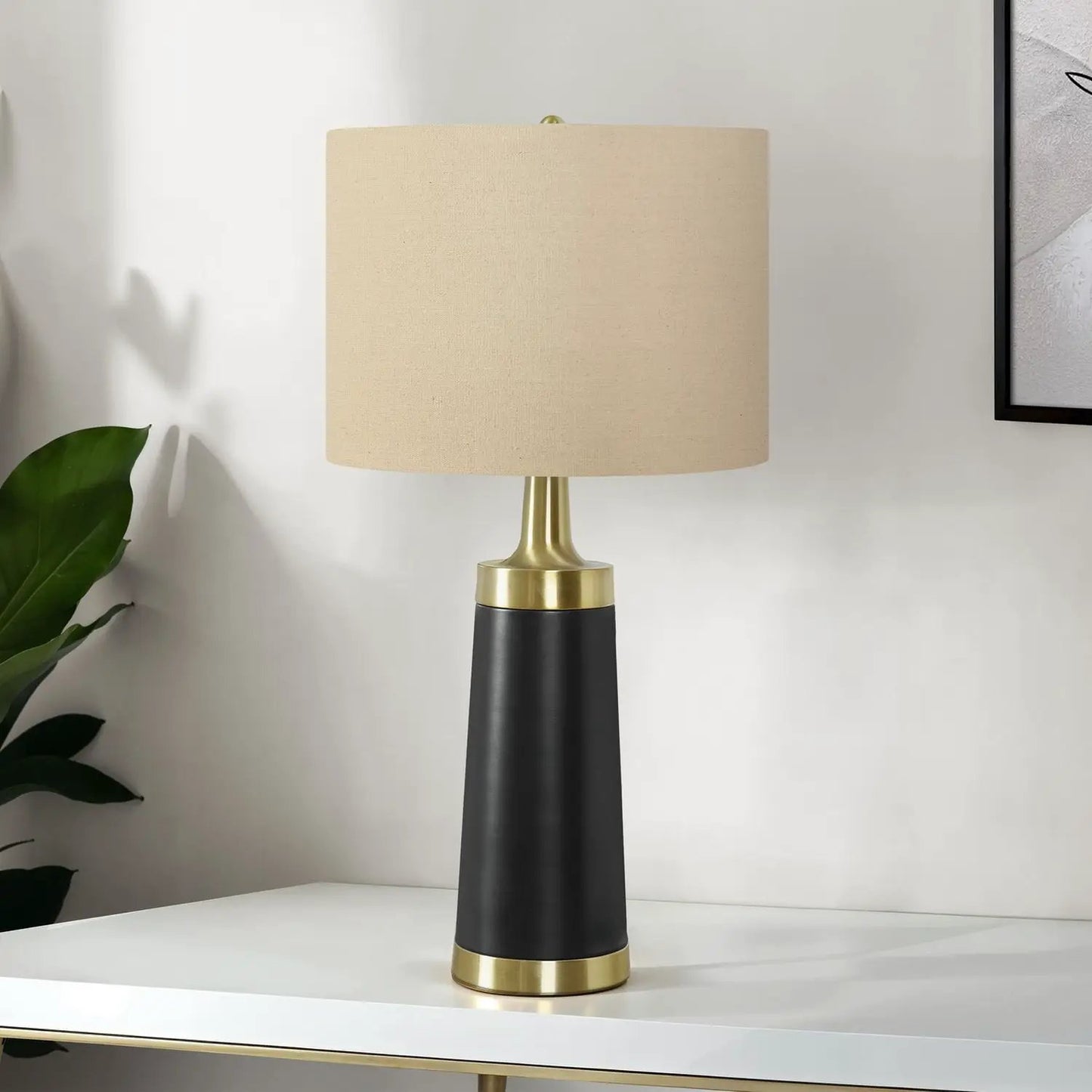 Table lamp resin black and cream with beige shade by Unique Piece Furniture on Tampa Home & Garden Store