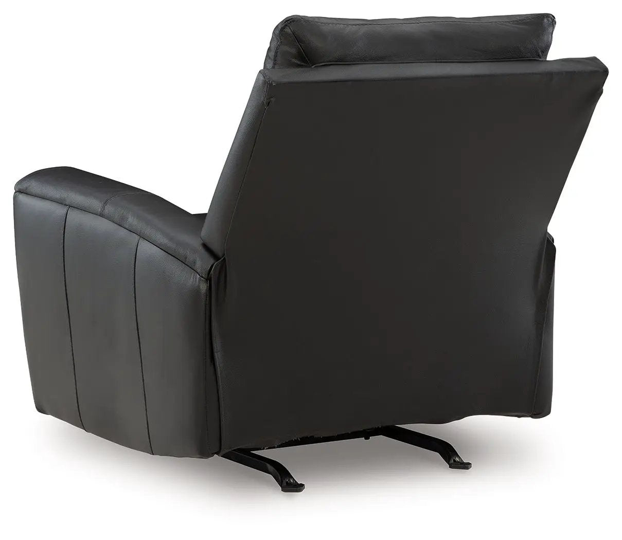 Glossmore rocker recliner in black leather with metal base by Unique Piece Furniture on Tampa Home & Garden Store