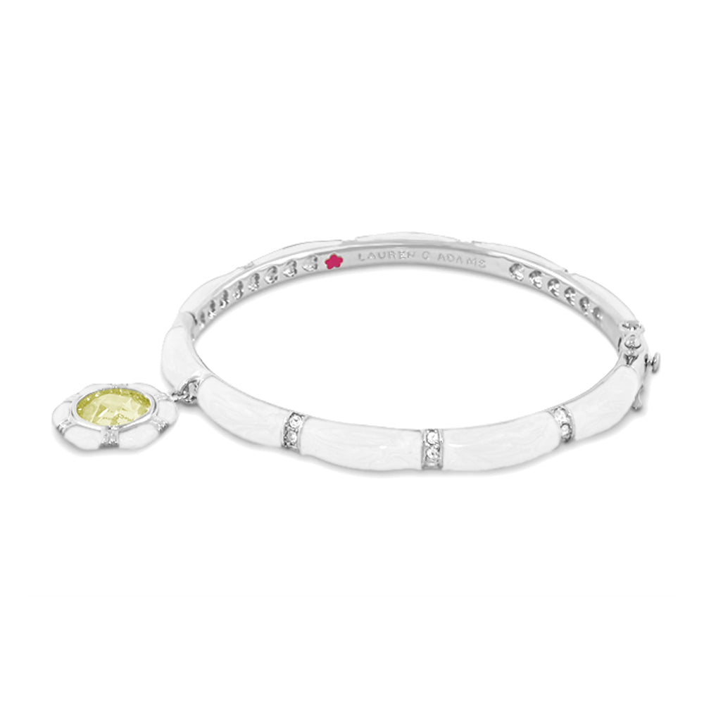 Prince Charming Bangle Octagon Frame Charm, silver-tone bracelet with yellow gemstone pendant on Tampa Home & Garden Store