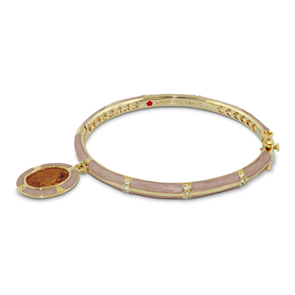 Prince Charming oval pink enamel bangle with crystal spacers and amber pendant Lauren G Adams on Tampa Home & Garden Store