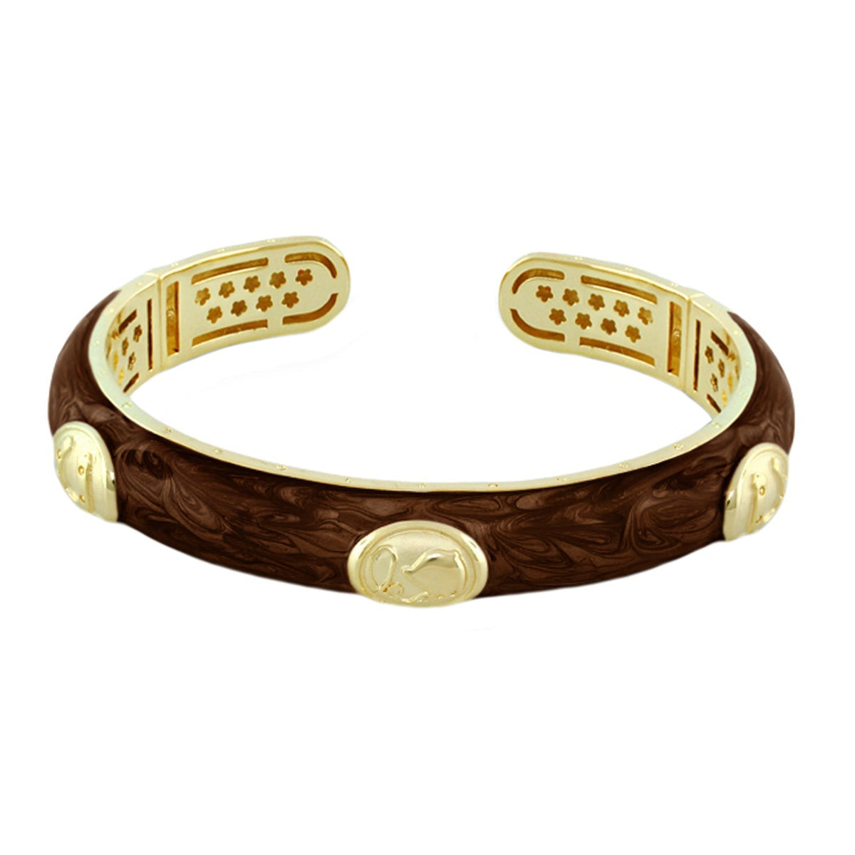 Equestrian Bangle Horse Medallion Lauren G Adams brown leather bracelet gold-tone interior on Tampa Home & Garden Store