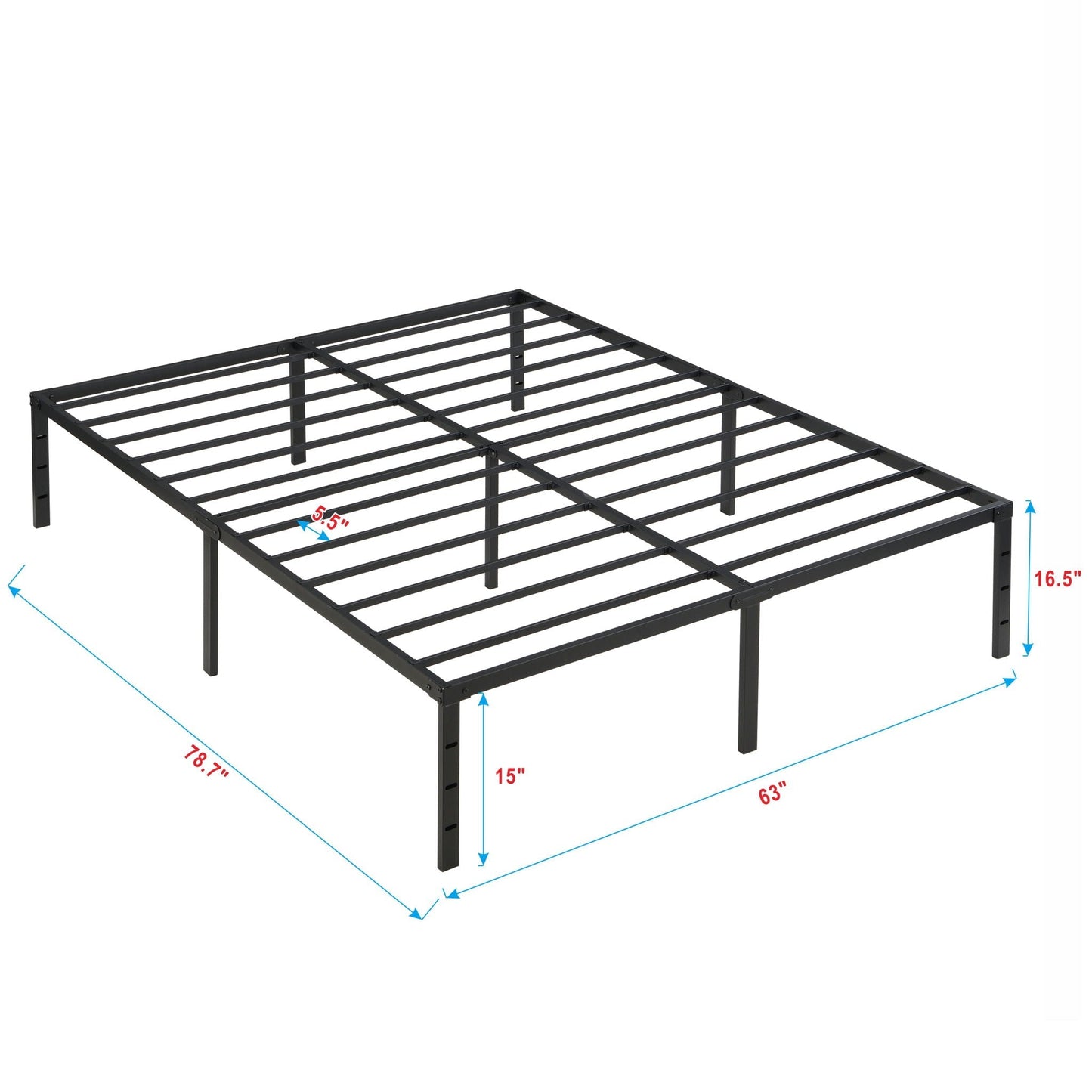Queen Platform Bed for Quiet Rest and Black Steel