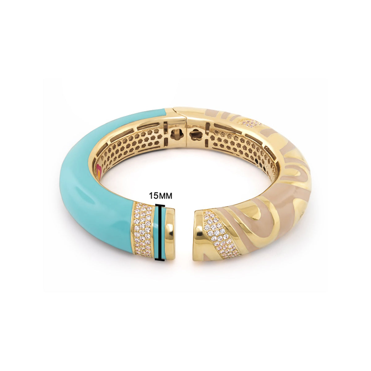 Moon of Dust Bangle turquoise and gold hinged bracelet with pave diamonds by Lauren G Adams on Tampa Home & Garden Store