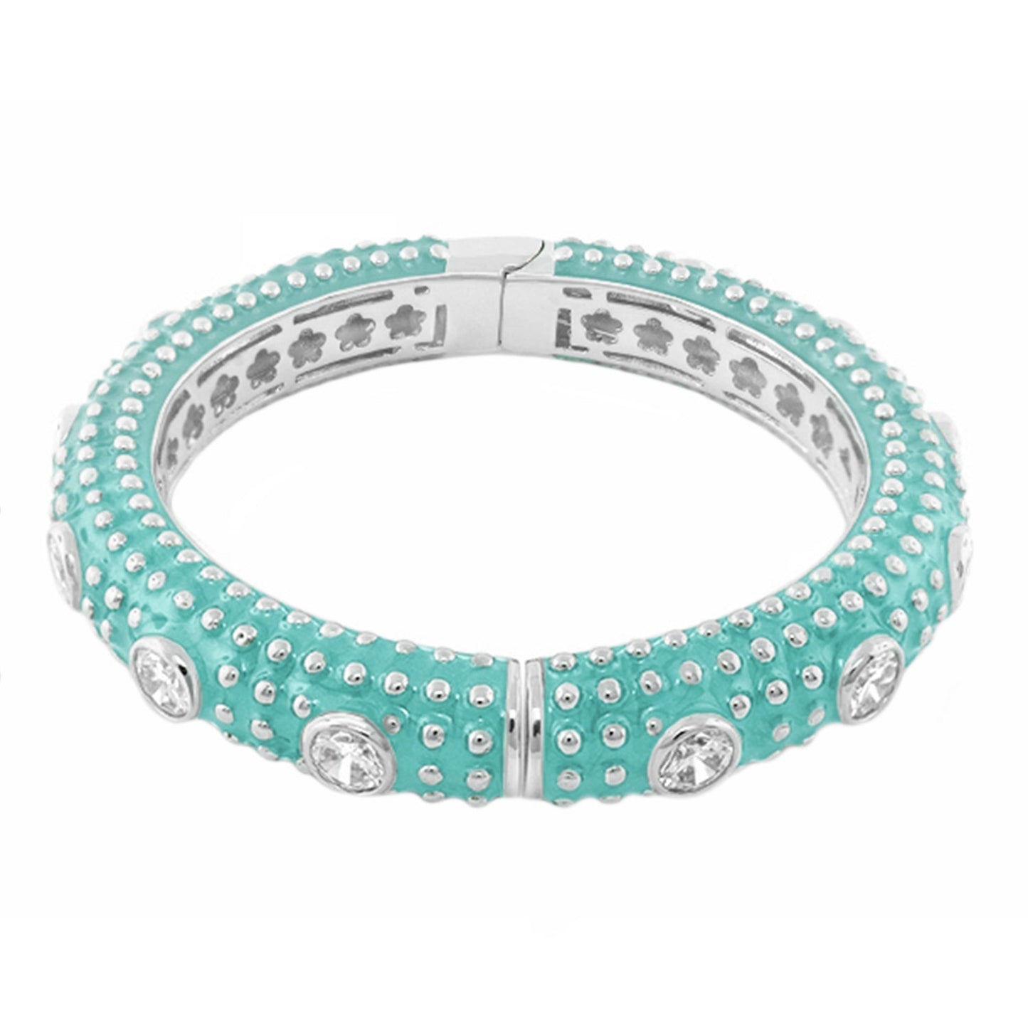 Rock N' Roll Bangle turquoise bracelet with silver studs and crystal gems by Lauren G Adams on Tampa Home & Garden Store