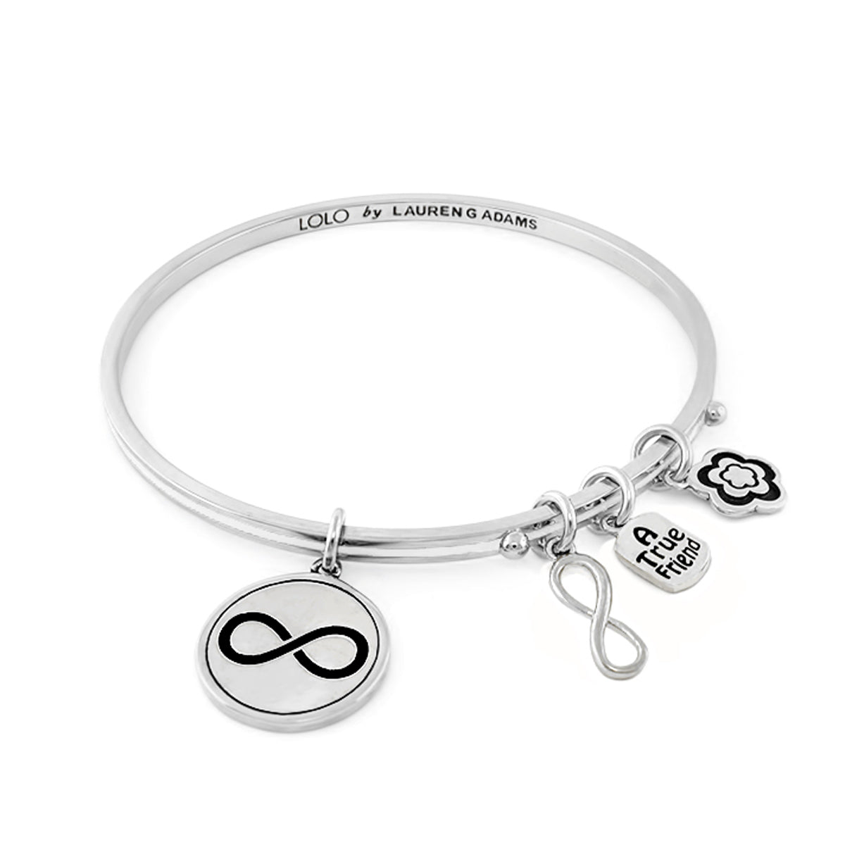 Lolo Infinity Non Adjustable Bangle in silver with infinity charm by Lauren G Adams on Tampa Home & Garden Store