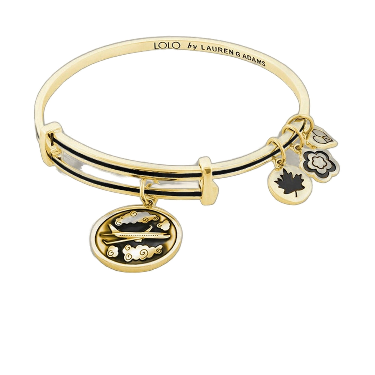 Lolo Sky Is the Limit Bangle by Lauren G Adams, gold-tone bracelet with enamel stripe and charms on Tampa Home & Garden Store