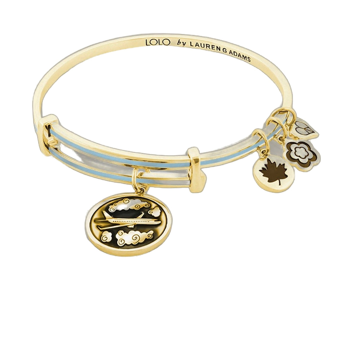 Lolo Sky Is the Limit Bangle gold-tone with blue enamel accents and Lauren G Adams charms on Tampa Home & Garden Store