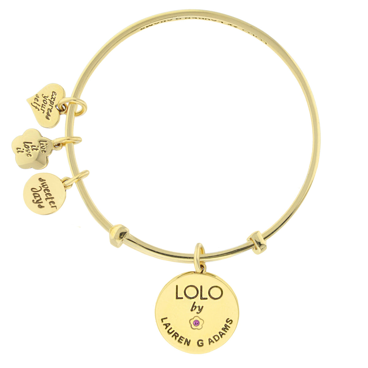 Lolo Sky Is the Limit Bangle gold-tone bracelet with LOLO by Lauren G Adams charm discs on Tampa Home & Garden Store