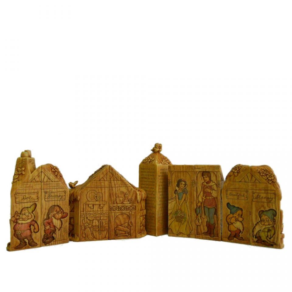 Snow White 9-piece pillar set wooden village figurines Disney decor by The Country Christmas Loft on Tampa Home & Garden Store