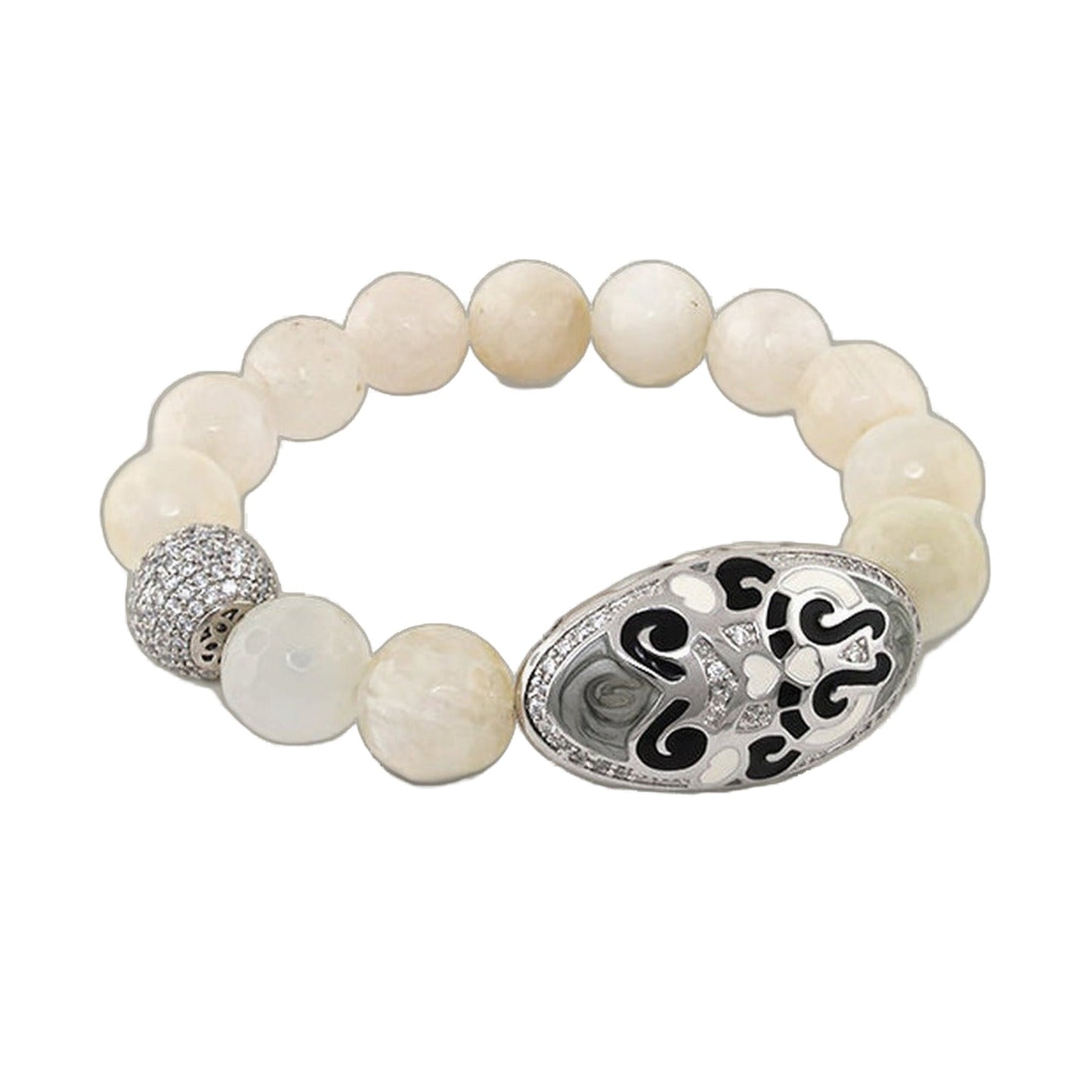 Love Rocks Bracelet ivory bead bracelet with rhinestone spacer and engraved Love Rocks charm on Tampa Home & Garden Store