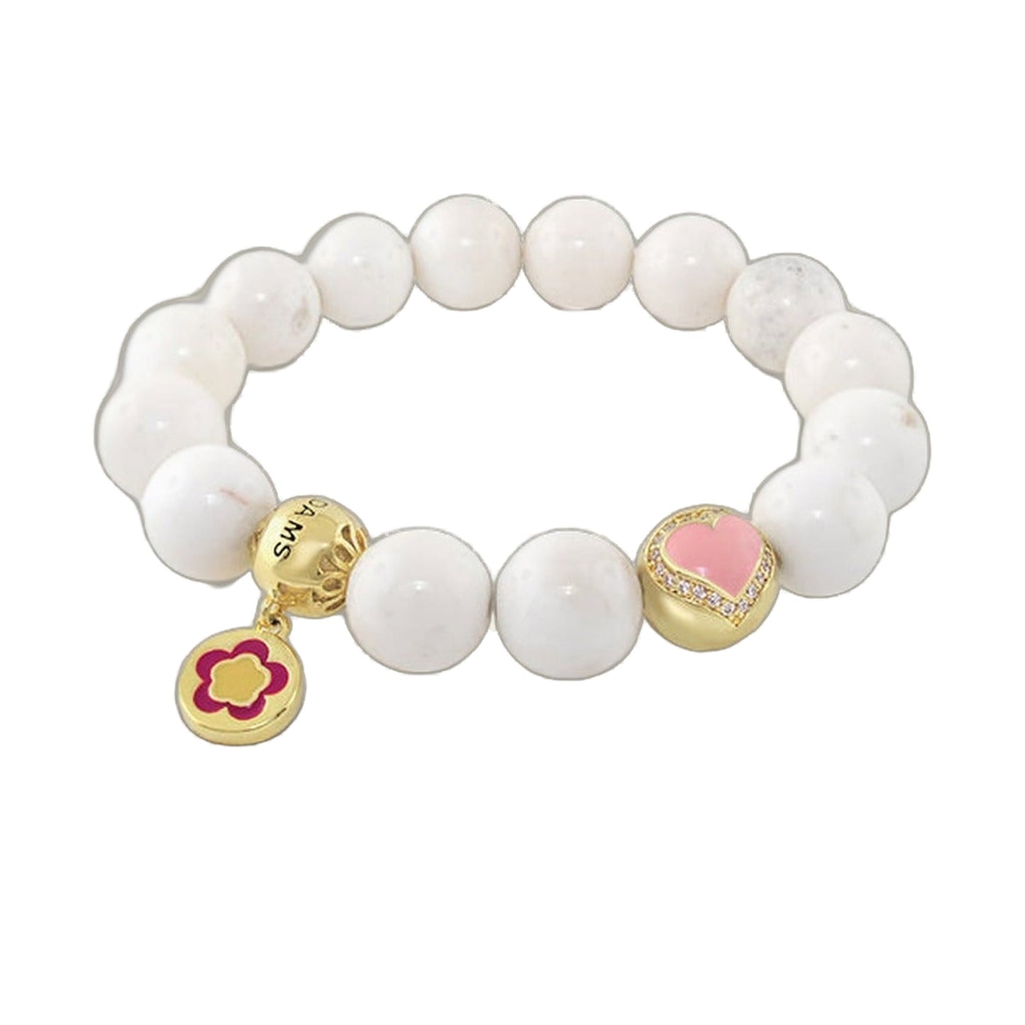 Love Rocks bracelet with white beads and pink heart charm by Lauren G Adams on Tampa Home & Garden Store