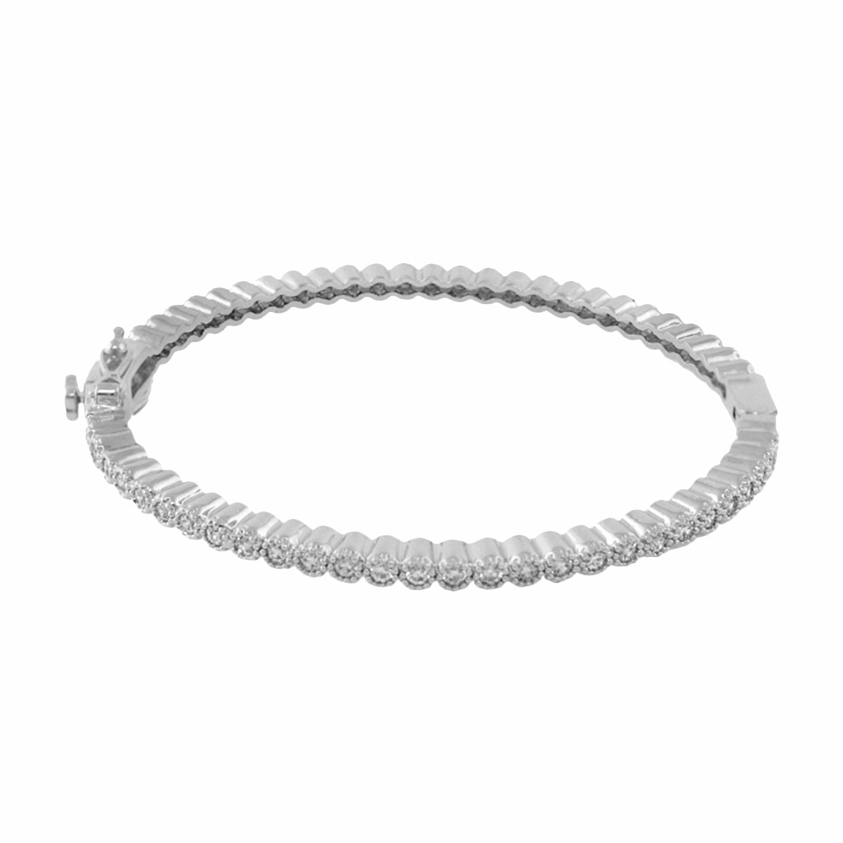 Socialite Stackable Bangle Crystal Hinge Bangle, silver-tone with pave crystals along bottom on Tampa Home & Garden Store