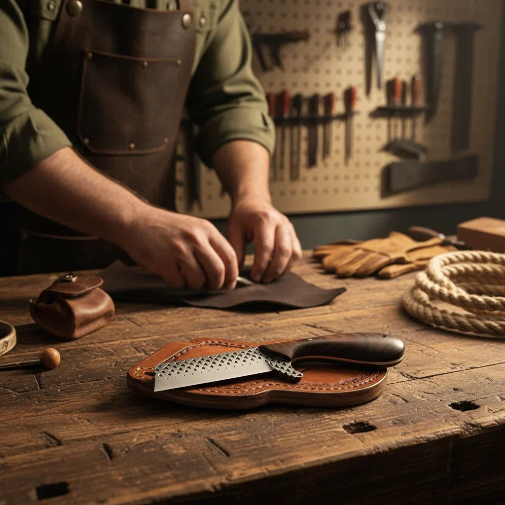 Rustler farrier rasp steel bull cutter knife with rosewood handle leather sheath Frontier Gear on Tampa Home & Garden Store