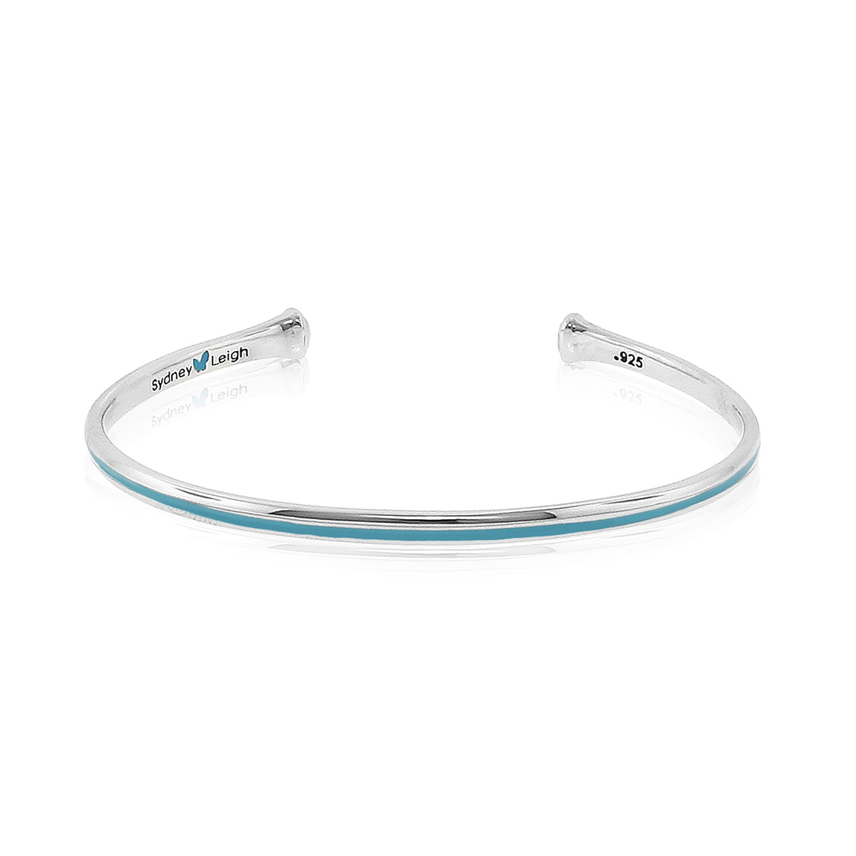 Sydney Leigh Enamel Bangle, 2 pcs, sterling silver with turquoise stripe, Lauren G Adams on Tampa Home & Garden Store