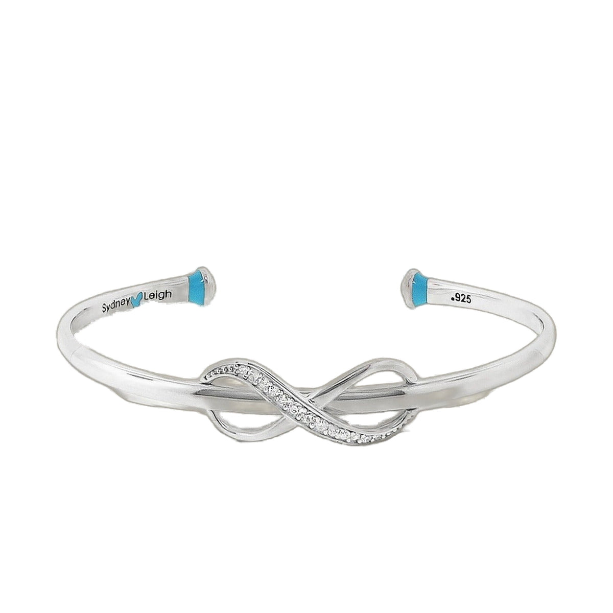 Sydney Leigh Infinity Bangle hinged sterling silver bracelet with crystal accents on Tampa Home & Garden Store