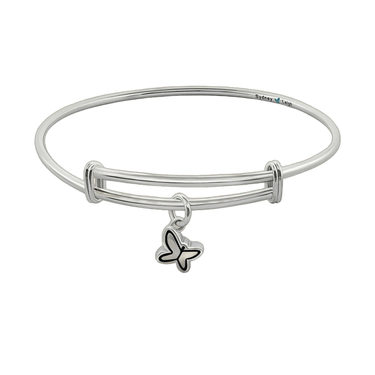 Sydney Leigh Butterfly Bangle with butterfly charm slider in silver-tone metal turquoise heart accent on Tampa Home & Garden Store