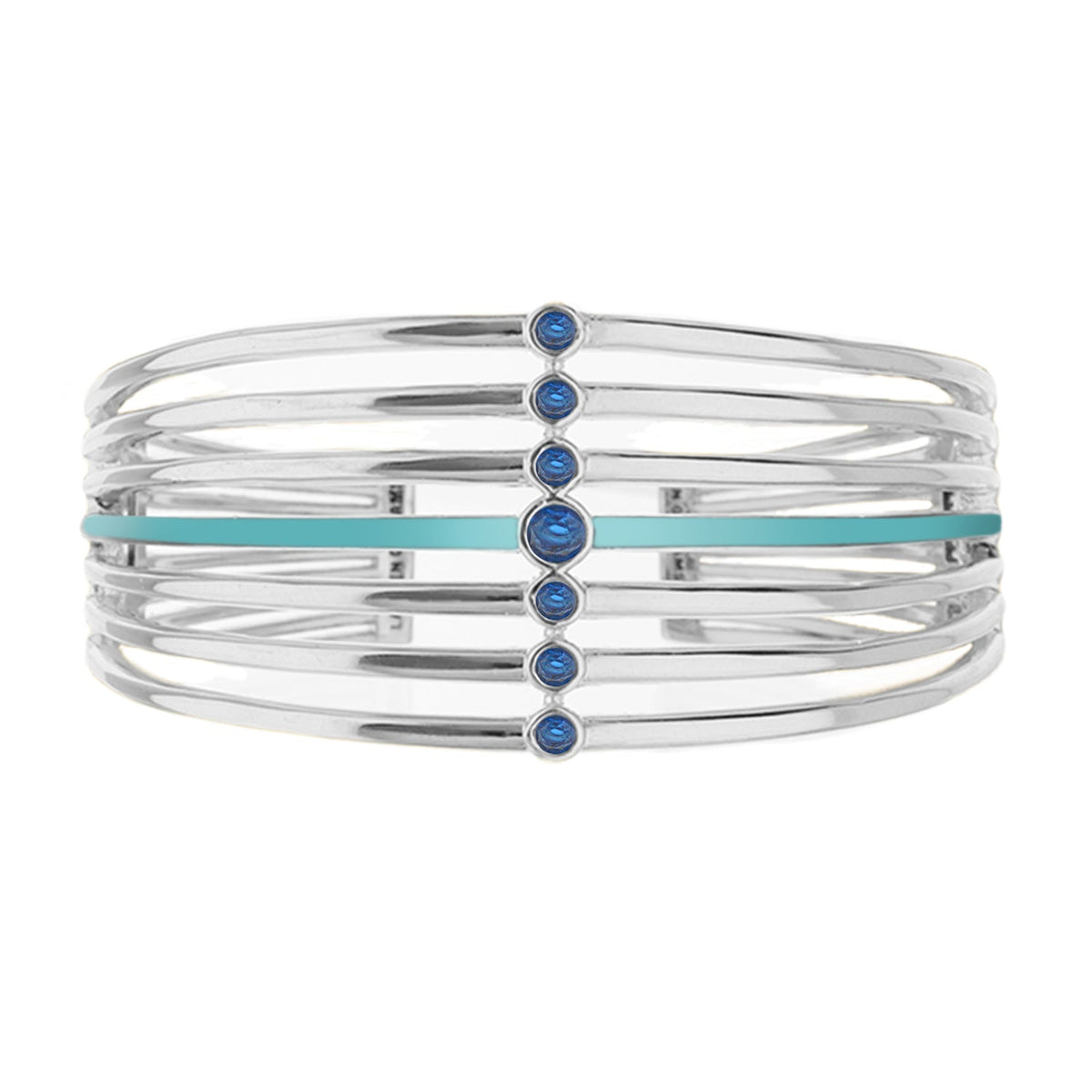 Egyptian Queen Bangle cuff bracelet Lauren G Adams silver bands blue stones turquoise stripe on Tampa Home & Garden Store