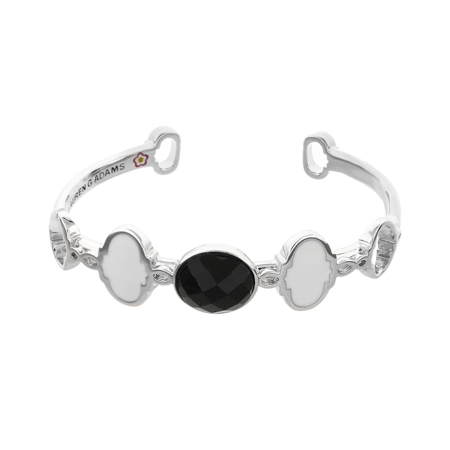 Dragon Lady Stackable Bangle cuff by Lauren G Adams with dragon-link charms and black stone on Tampa Home & Garden Store