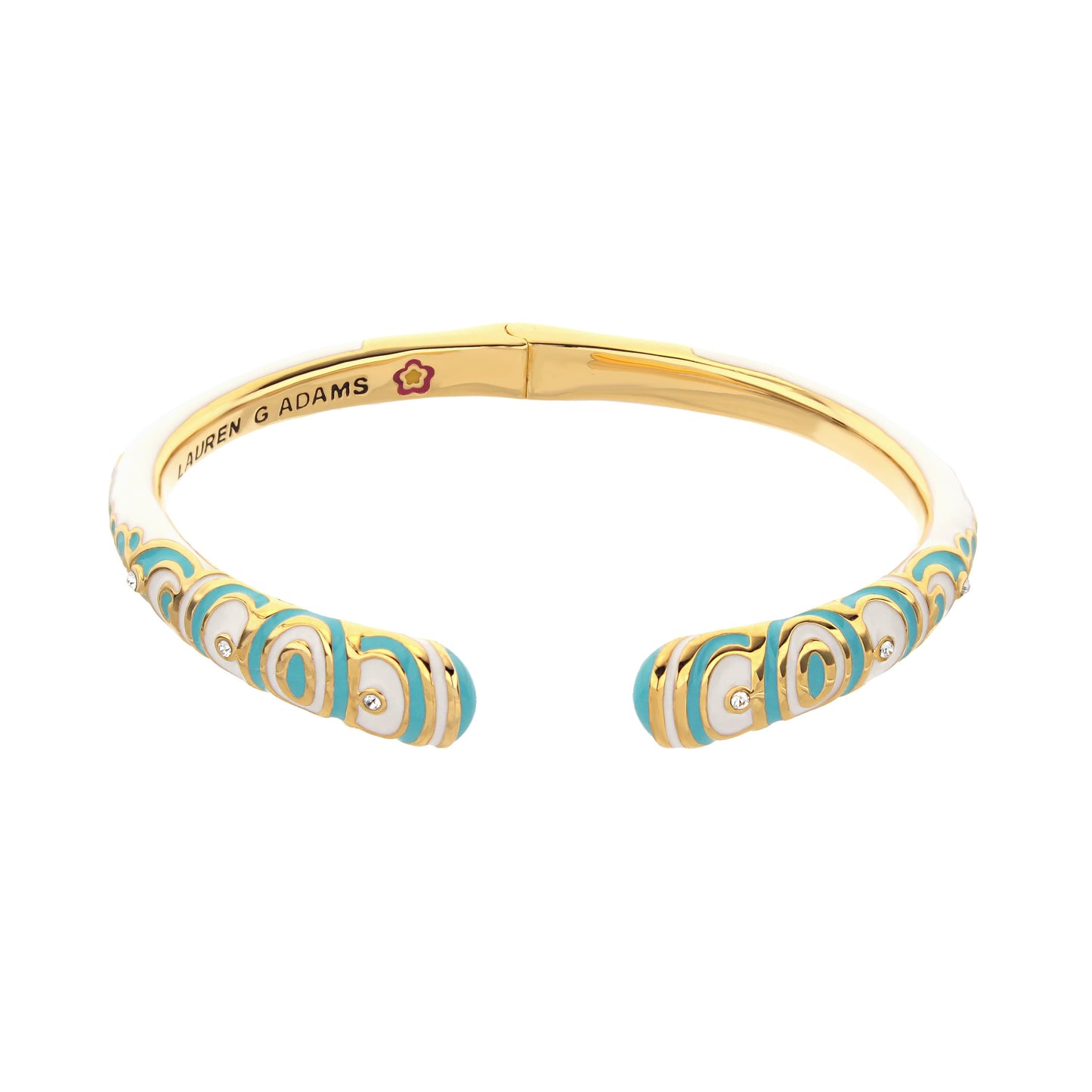 Petit Gateau Bangle Swirl Tip hinged bracelet turquoise enamel with gold swirl Lauren G Adams on Tampa Home & Garden Store
