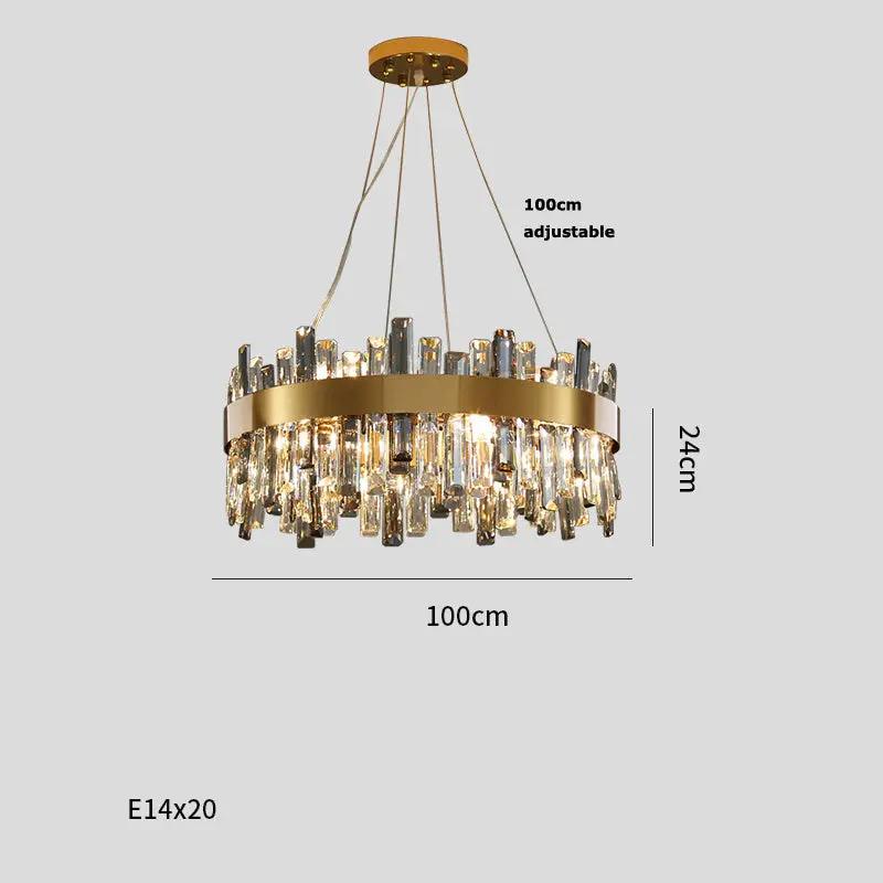 Crystal chandelier with crystal prisms and gold ring by Decorbites, 100cm adjustable cables on Tampa Home & Garden Store