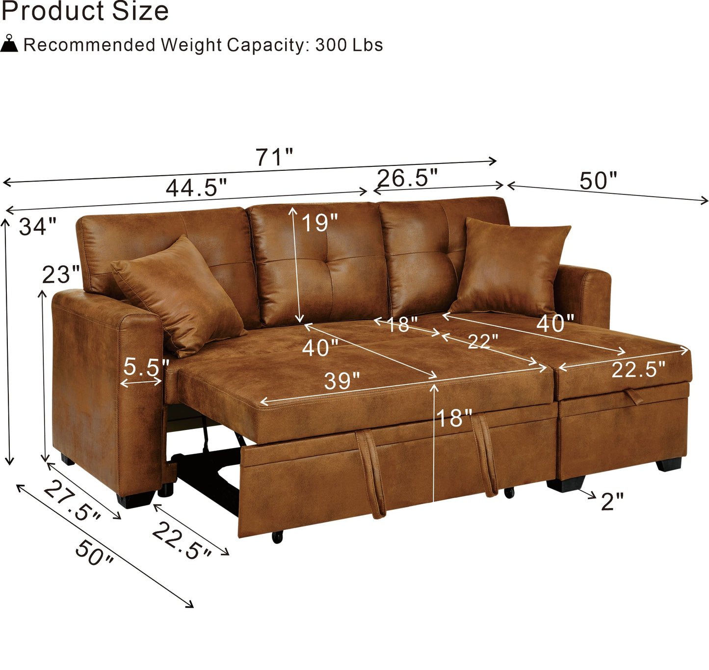 Reversible Chaise Sleeper Sofa and Guest Bed