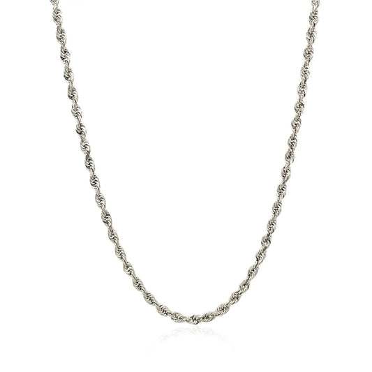2.5mm 14k white gold solid diamond-cut rope chain necklace on Tampa Home & Garden Store