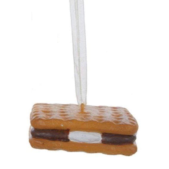 Foam cake ornament, orange-brown sandwich cookie with white cream center, Christmas decor on Tampa Home & Garden Store