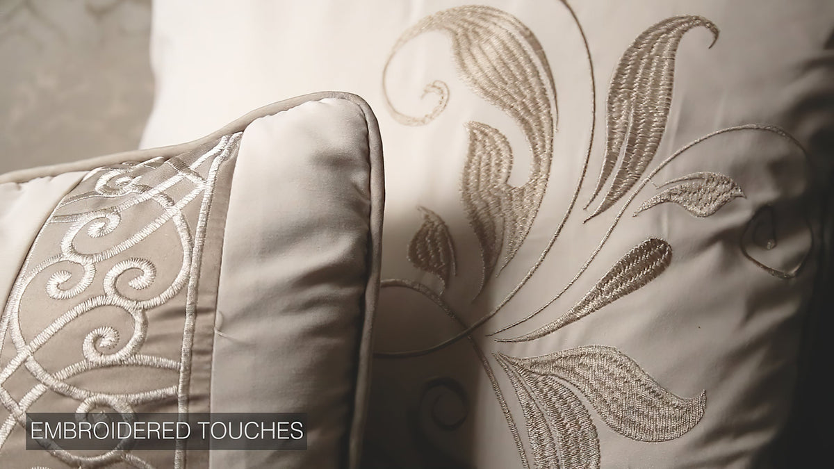 Hillcrest Ivory Damask and Jacquard Comforter Set