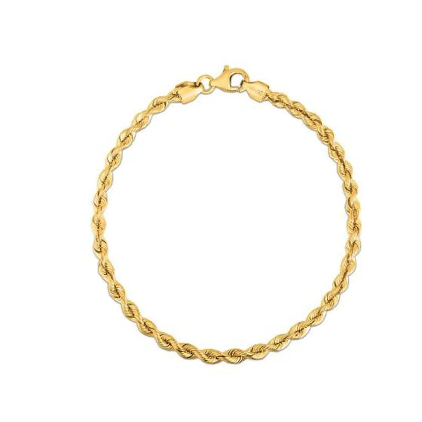 Silk rope chain bracelet 14k yellow gold, 3mm on Tampa Home & Garden Store