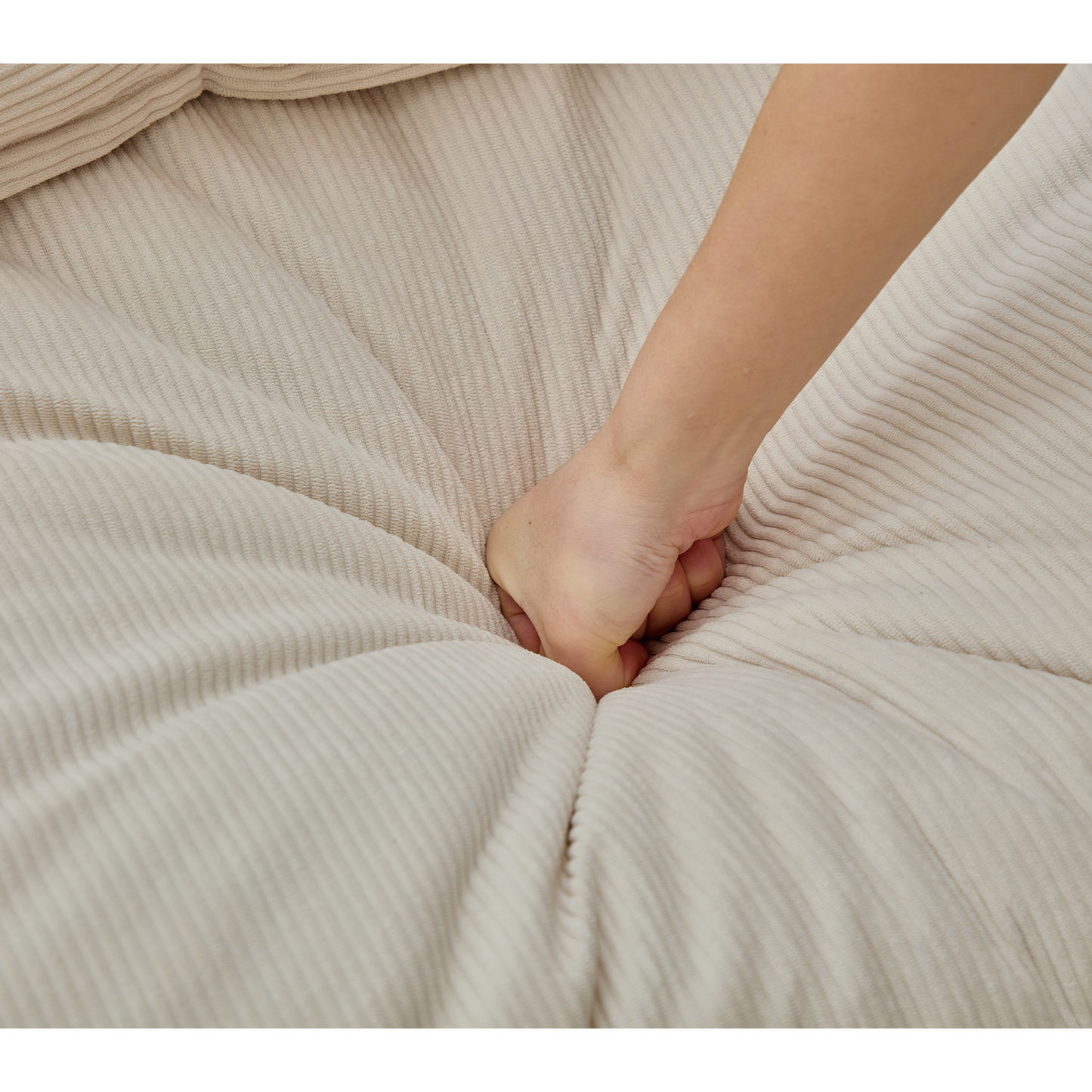 Modular Sofa 6-Piece Set Beige Corduroy fabric close-up texture on Tampa Home & Garden Store