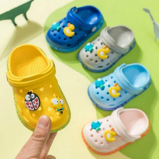 Baby hole shoes by Stevvex colorful non-slip sandals with cute character decals on Tampa Home & Garden Store