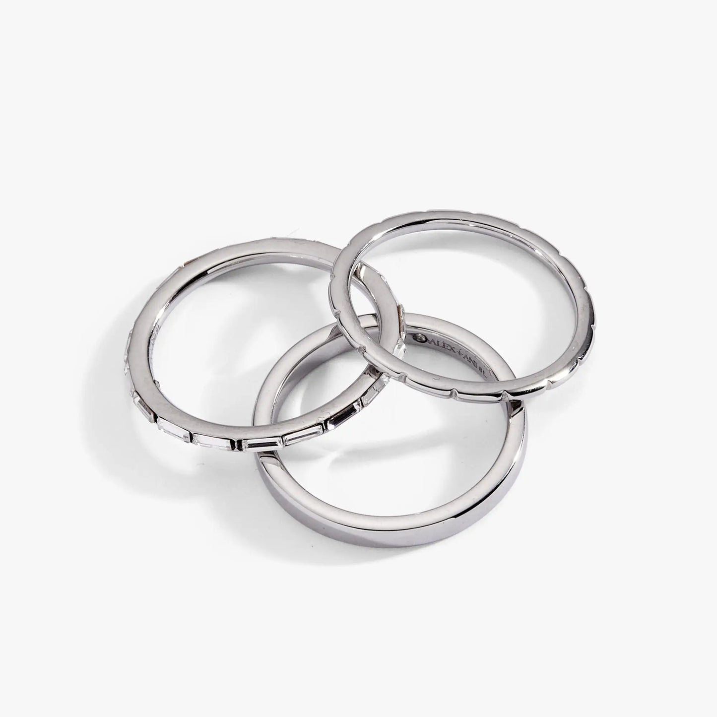 Baguette Stacking Ring Set of 3 in silver metal by Alex and Ani on Tampa Home & Garden Store