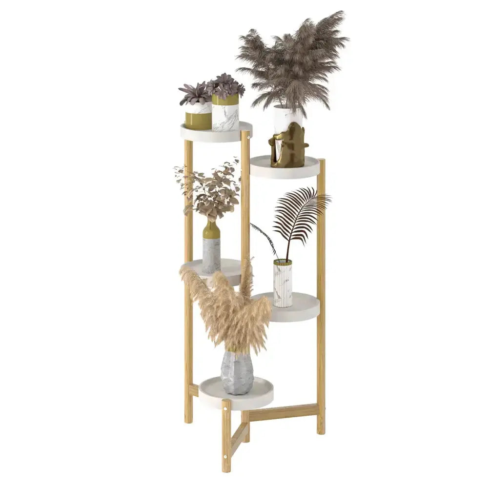 Minimalist white and gold four-tier plant stand Decorbites with white shelves and gold frame on Tampa Home & Garden Store