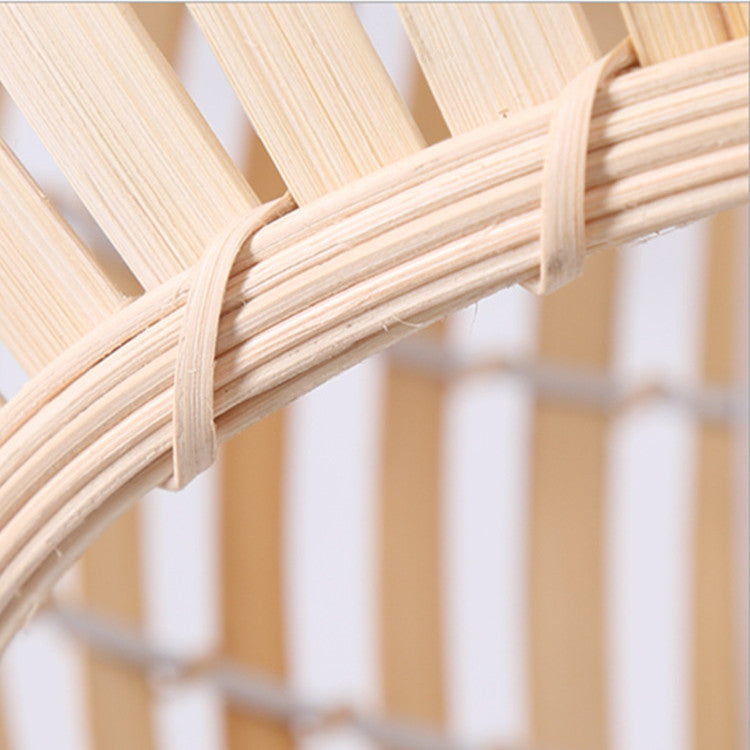Bamboo Art Lamp and Rattan Chandelier natural woven bamboo frame close-up light wood tone on Tampa Home & Garden Store