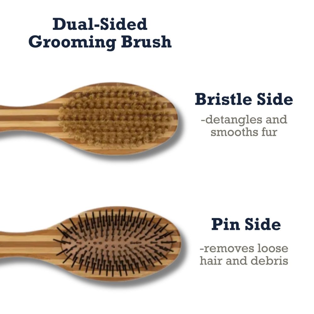 Country Living Dual-Sided Natural Wood Dog Brush with bristle and pin sides on Tampa Home & Garden Store