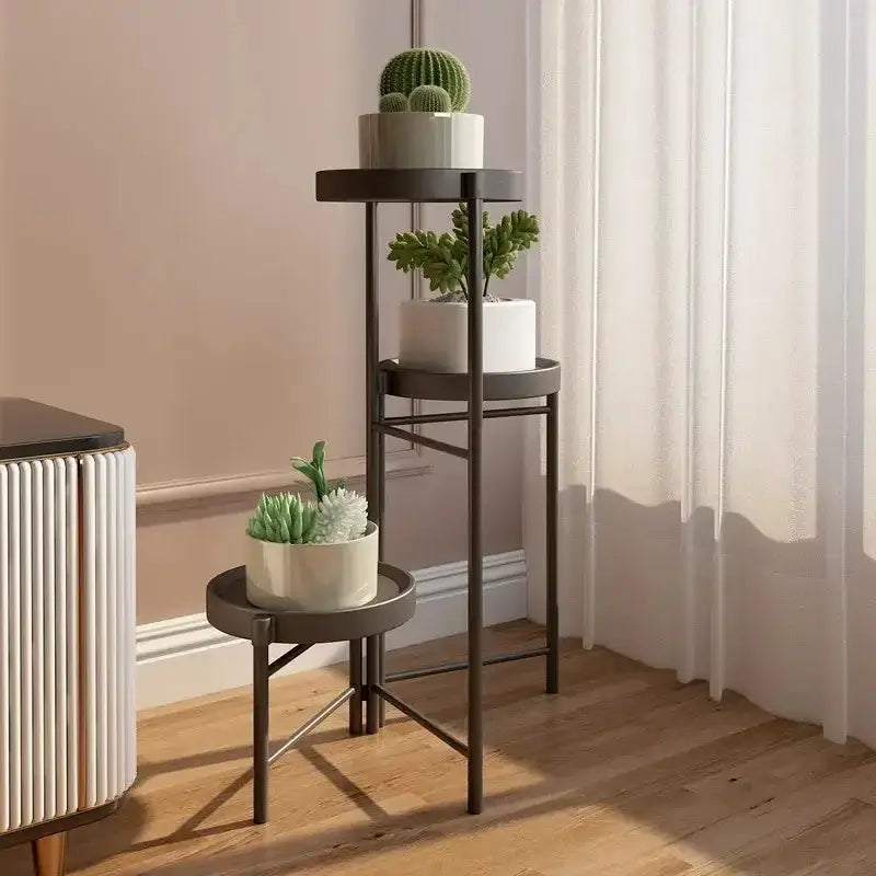 Extra Large 9-Tier Plant Stand with dark metal frame and round shelves holding succulents on Tampa Home & Garden Store